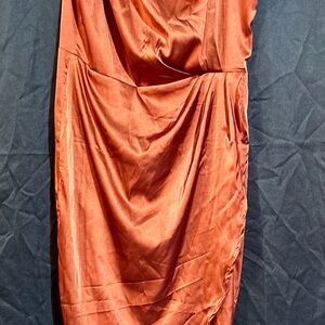 Stylish Rust Satin Dress
